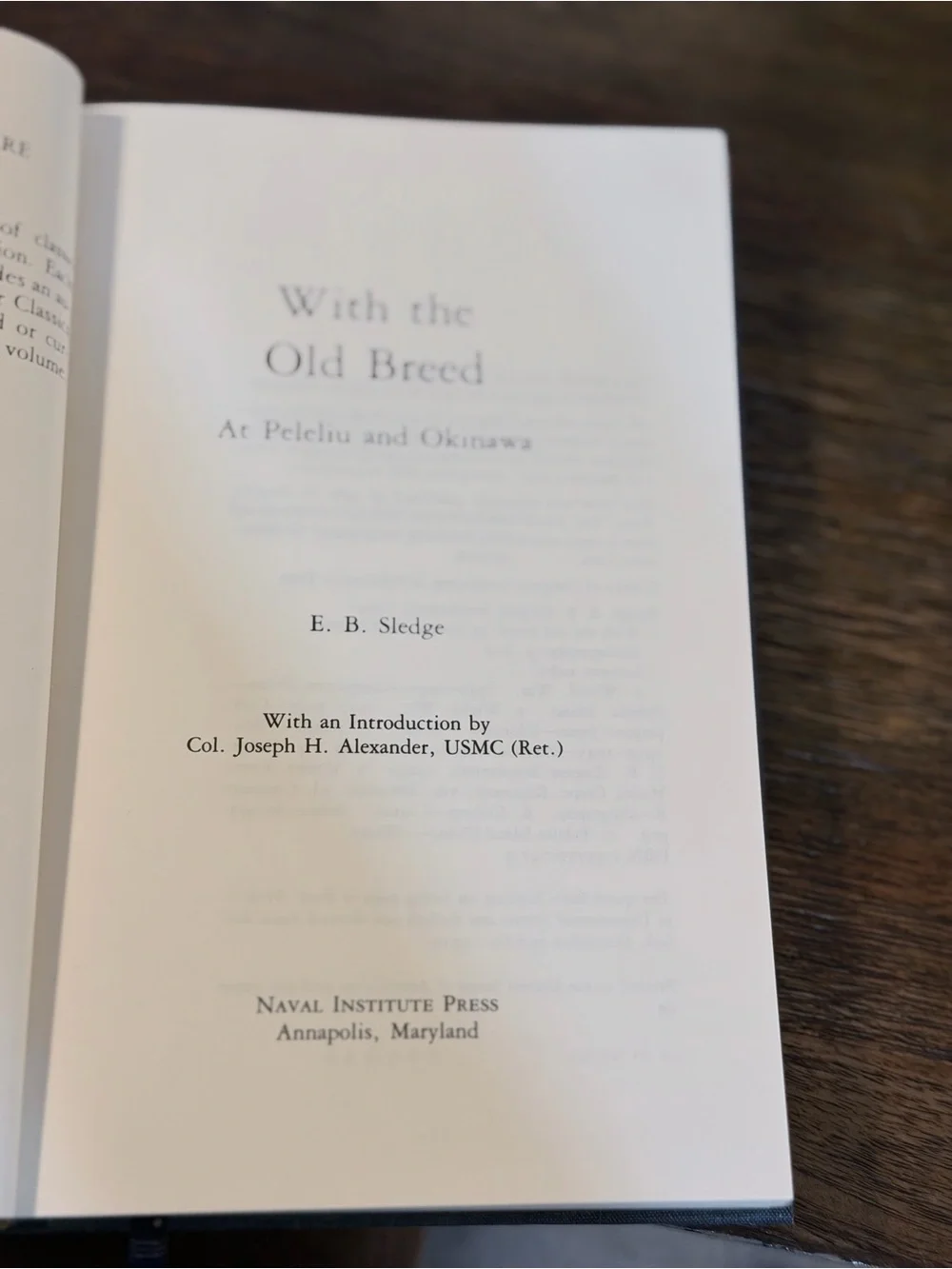 Vintage 1996 Classics of Naval Literature With The Old Breed Hardcover Book